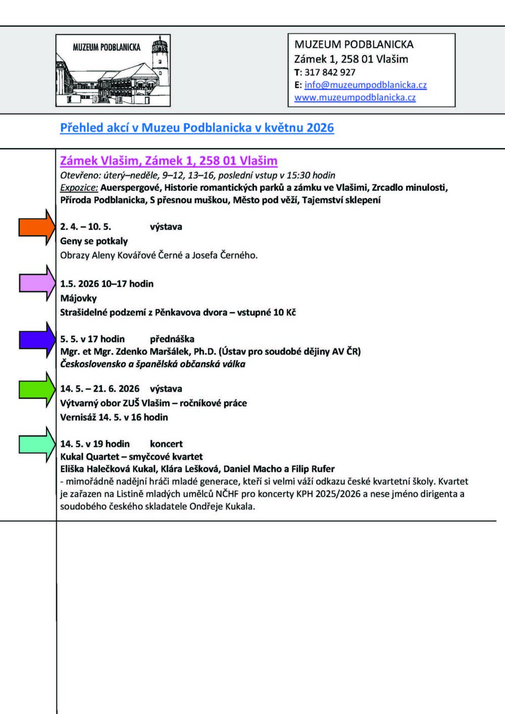 Přehled akcí květen