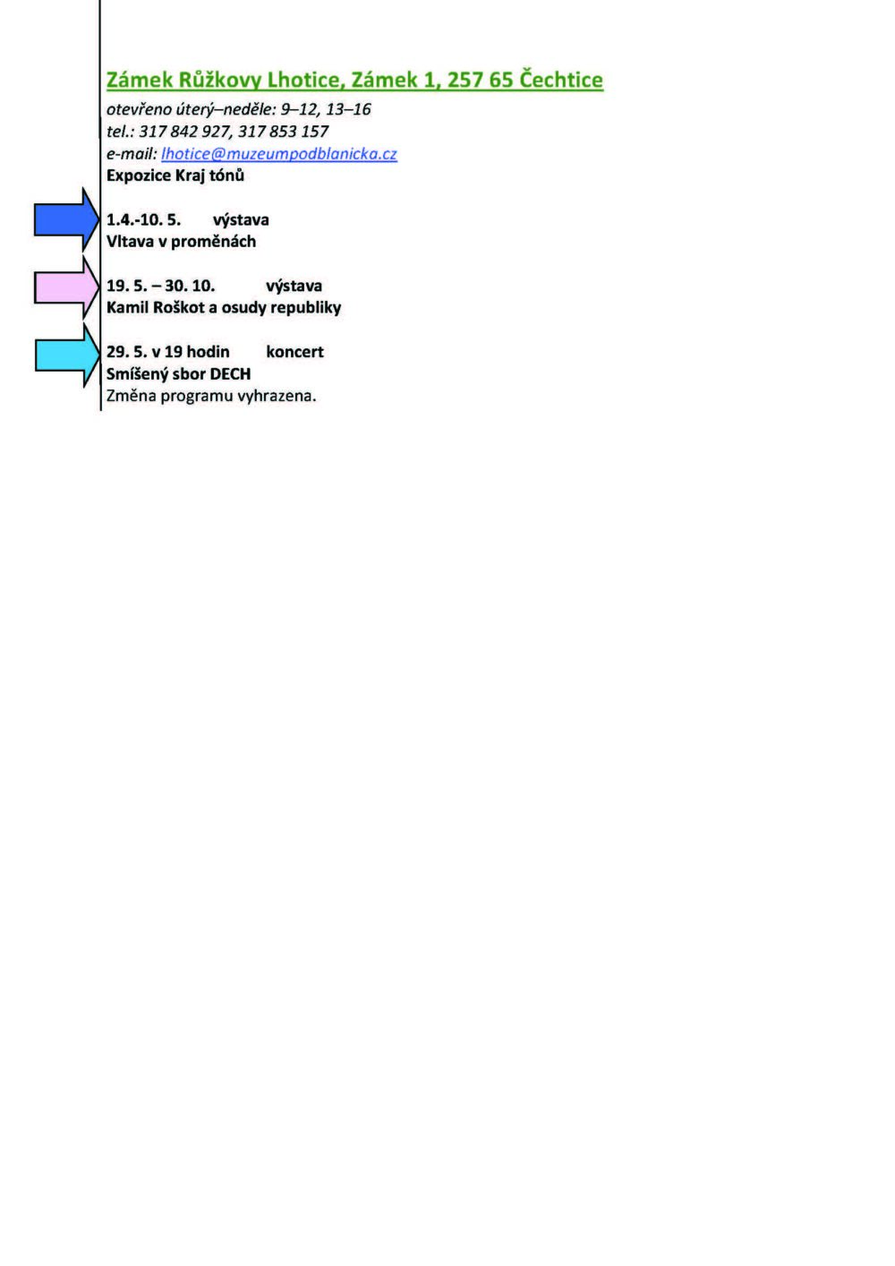 Přehled akcí květen